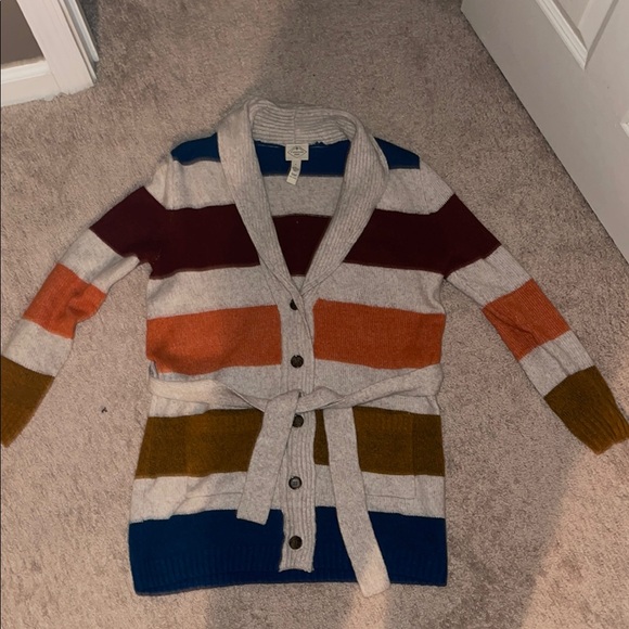 Striped Multicolor Cardigan Sweater - Picture 1 of 3